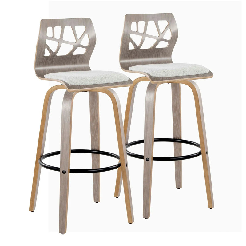 Folia - Contemporary Fixed Height Stool With Swivel With Round Footrest (Set of 2) by Unique Piece Furniture