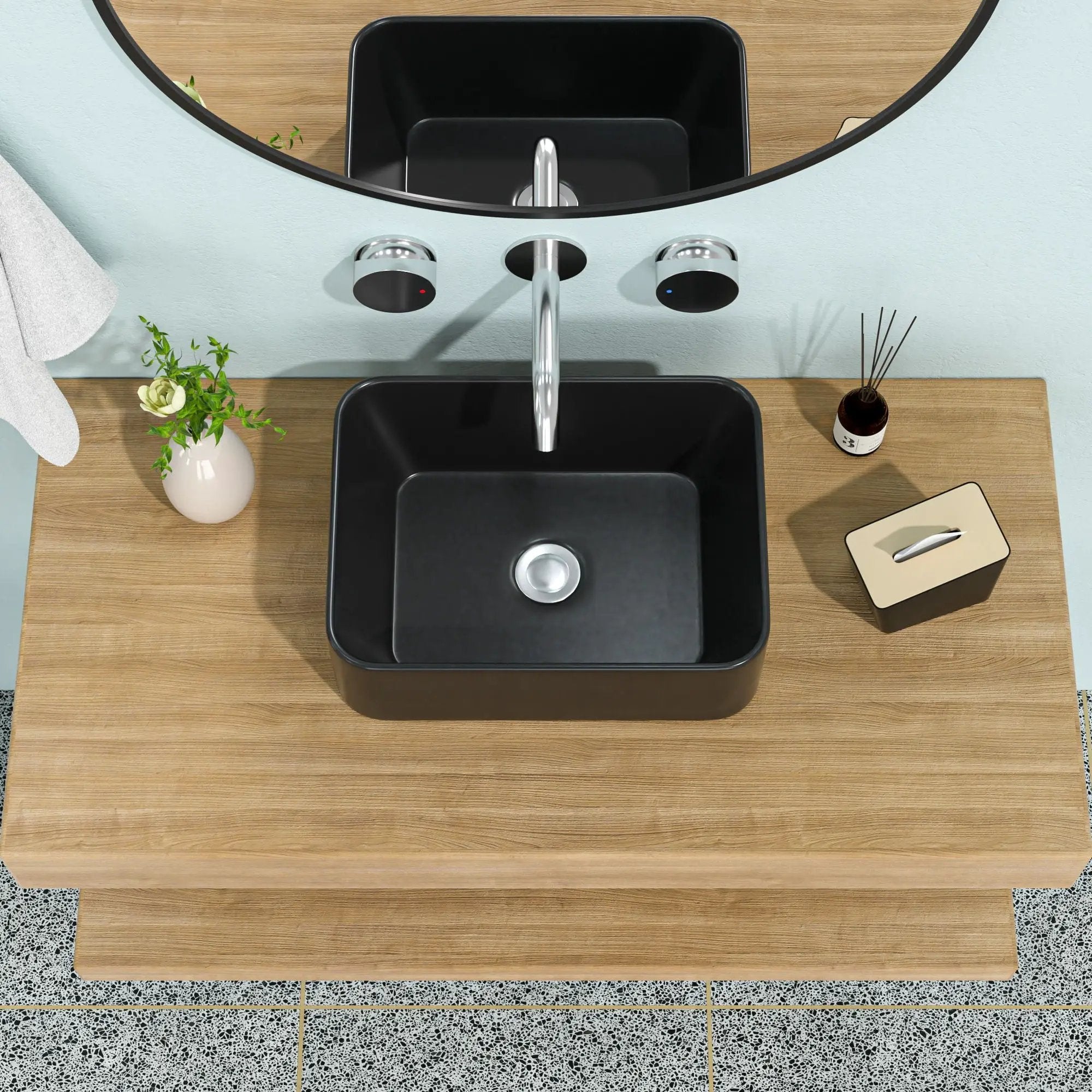 Sleek Ceramic Rectangular Vessel Bathroom Sink by HouseOfZazla