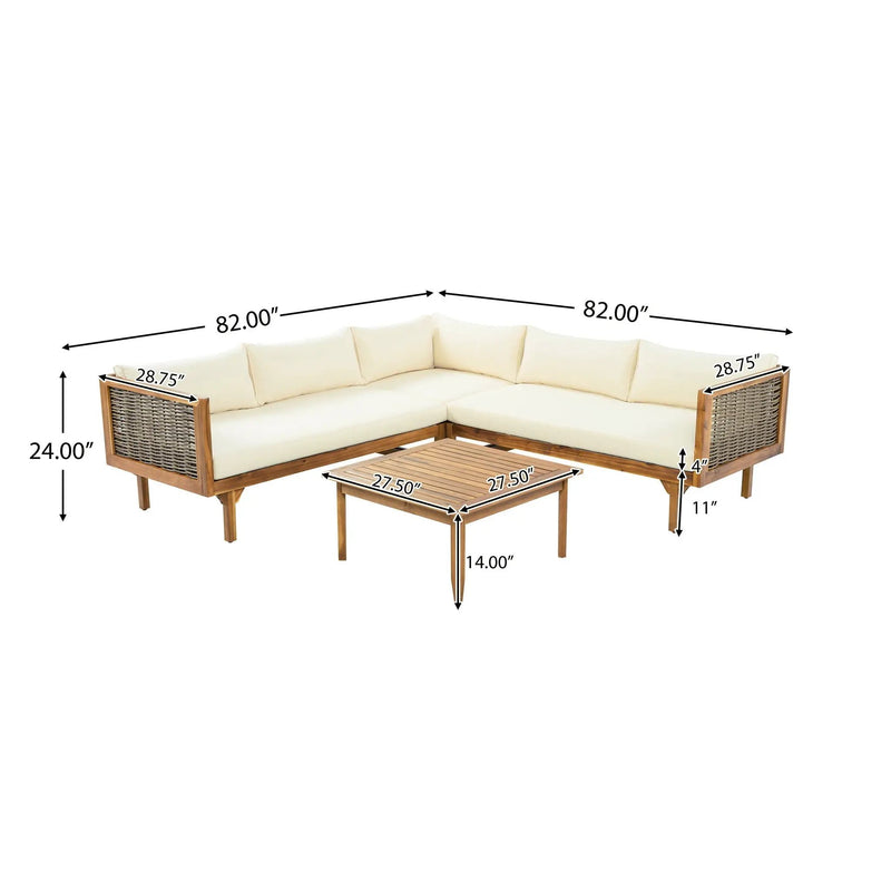 Premium Outdoor Sofa Set With Waterproof Cushions Sectional Seating Group by HouseOfZazla
