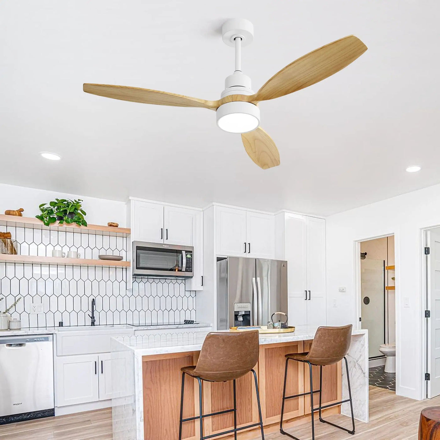 Indoor Ceiling Fan With Dimmable LED Light, 6 Speed Remote ControlLED DC Motor, Reversible Blades by Unique Piece Furniture
