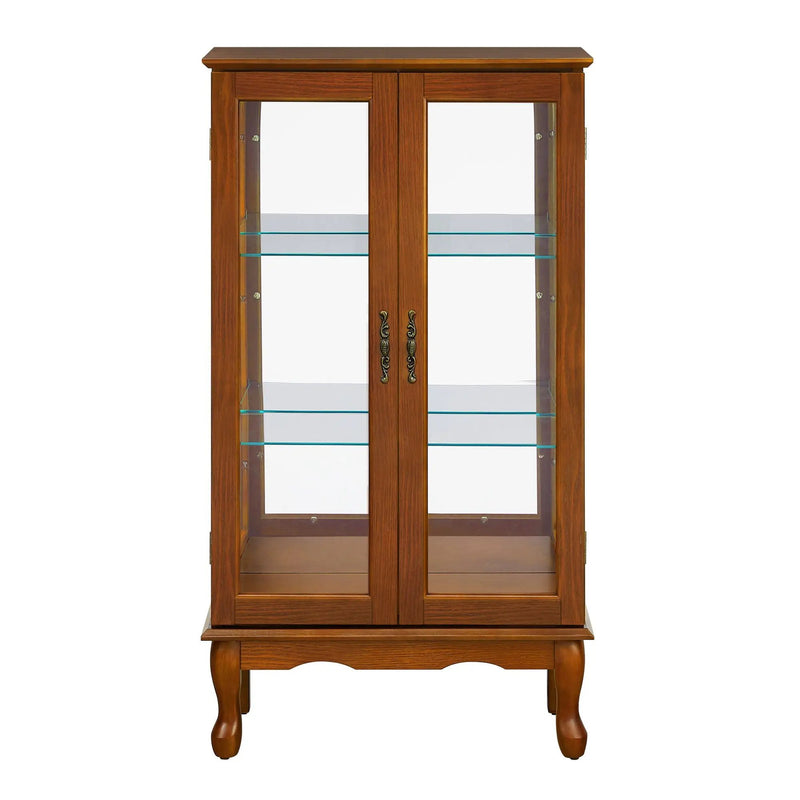 Curio Cabinet Lighted Curio Diapaly Cabinet With Adjustable Shelves And Mirrored Back Panel, Tempered Glass Doors (3 Tier), (E26 Light Bulb Not Included) by HouseOfZazla
