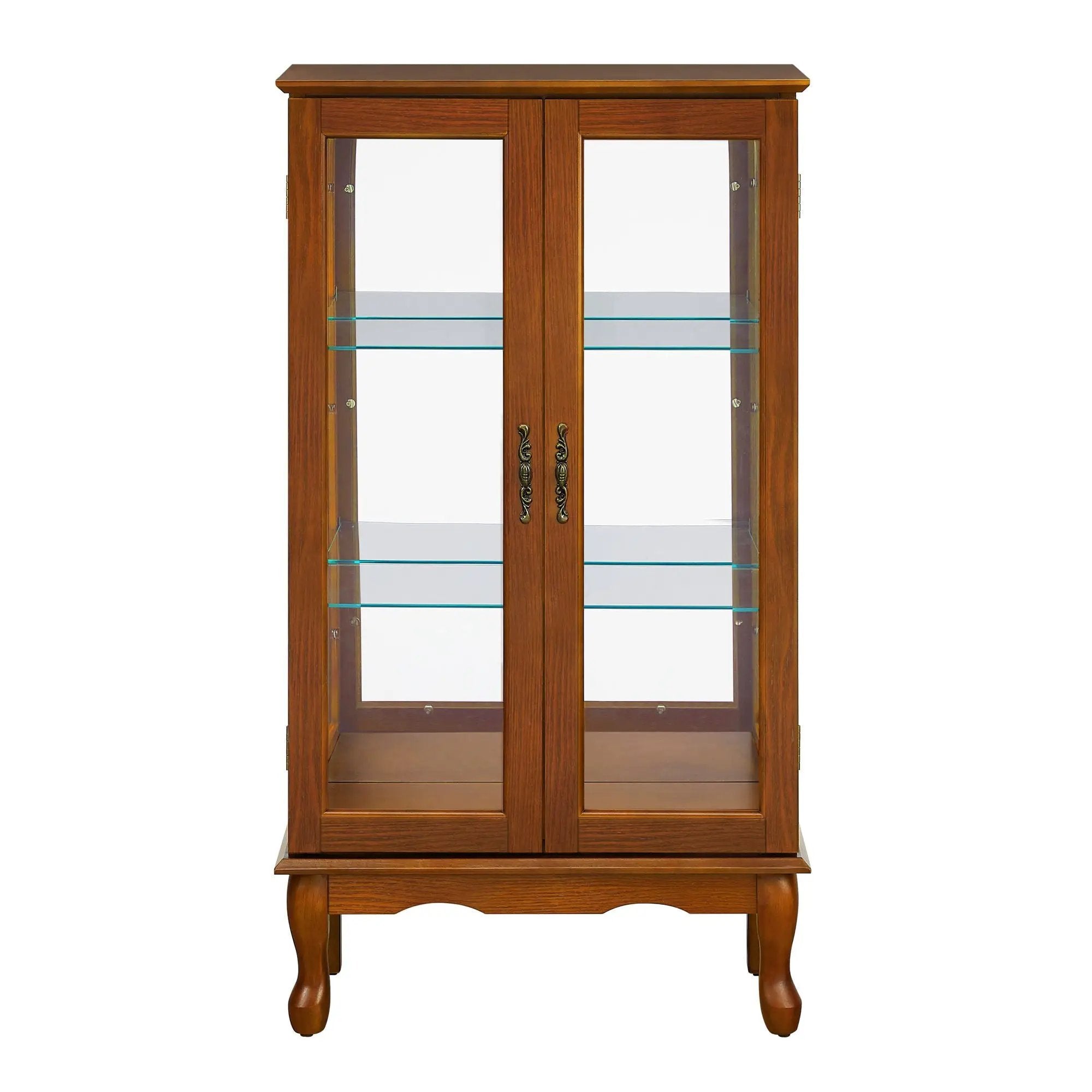 Curio Cabinet Lighted Curio Diapaly Cabinet With Adjustable Shelves And Mirrored Back Panel, Tempered Glass Doors (3 Tier), (E26 Light Bulb Not Included) by Unique Piece Furniture