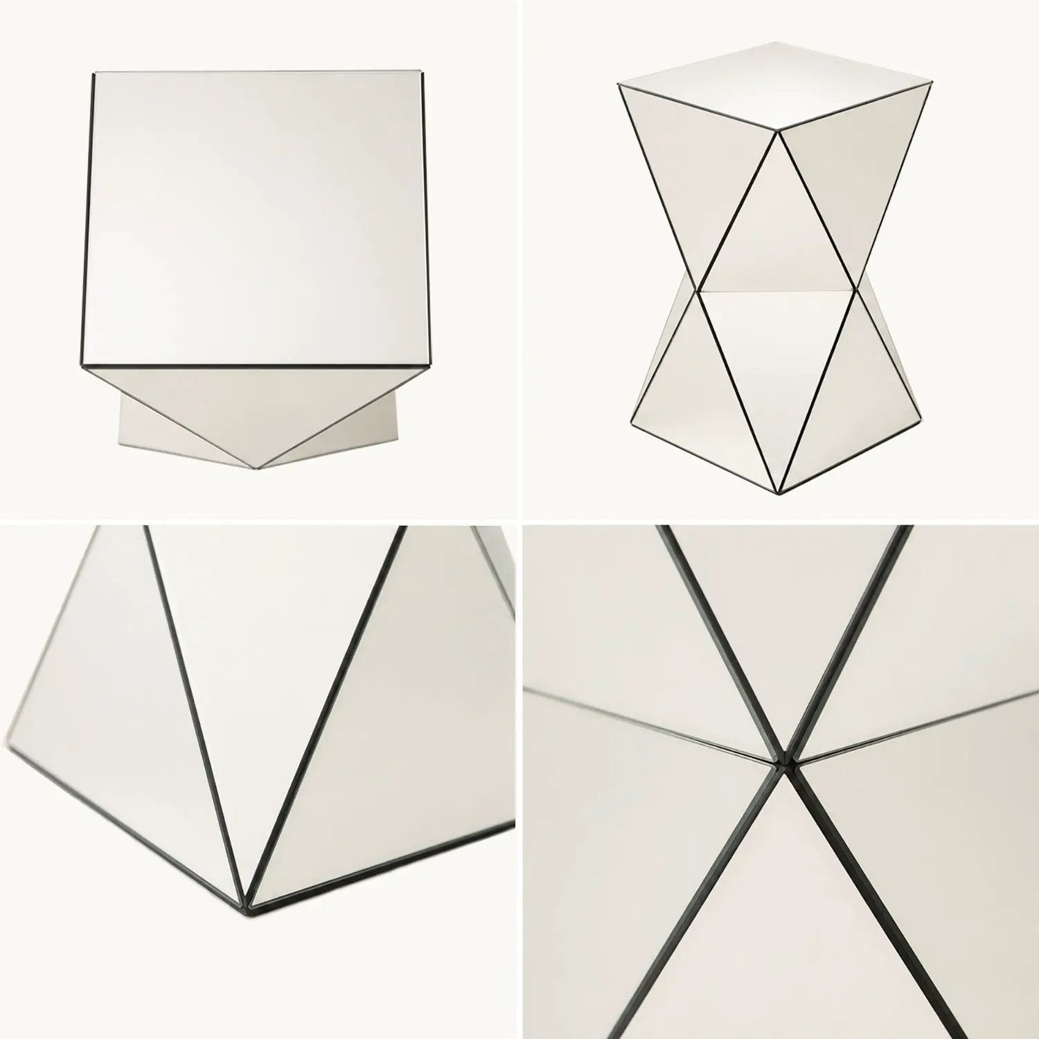 Champagne Mirrored Geometric Side Table by HouseOfZazla