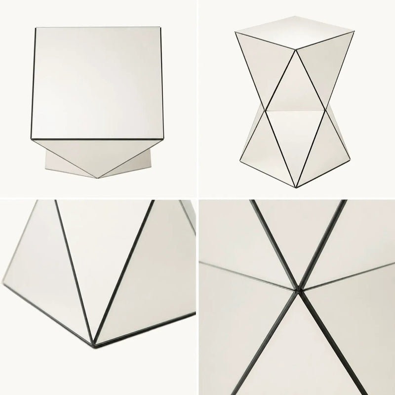 Champagne Mirrored Geometric Side Table by HouseOfZazla