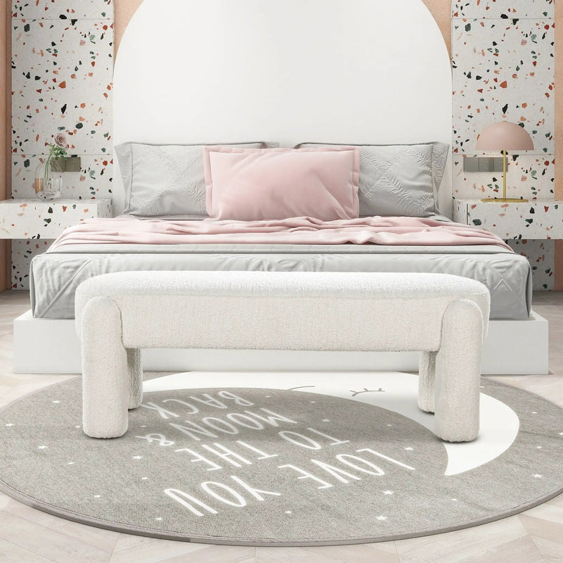 Hugo - Oval Fully Upholstered Bench - Milk Cream White by Unique Piece Furniture