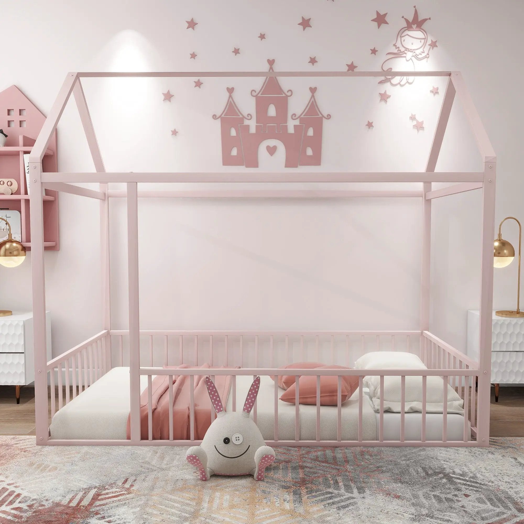 Metal Bed House Bed Frame With Fence by HouseOfZazla