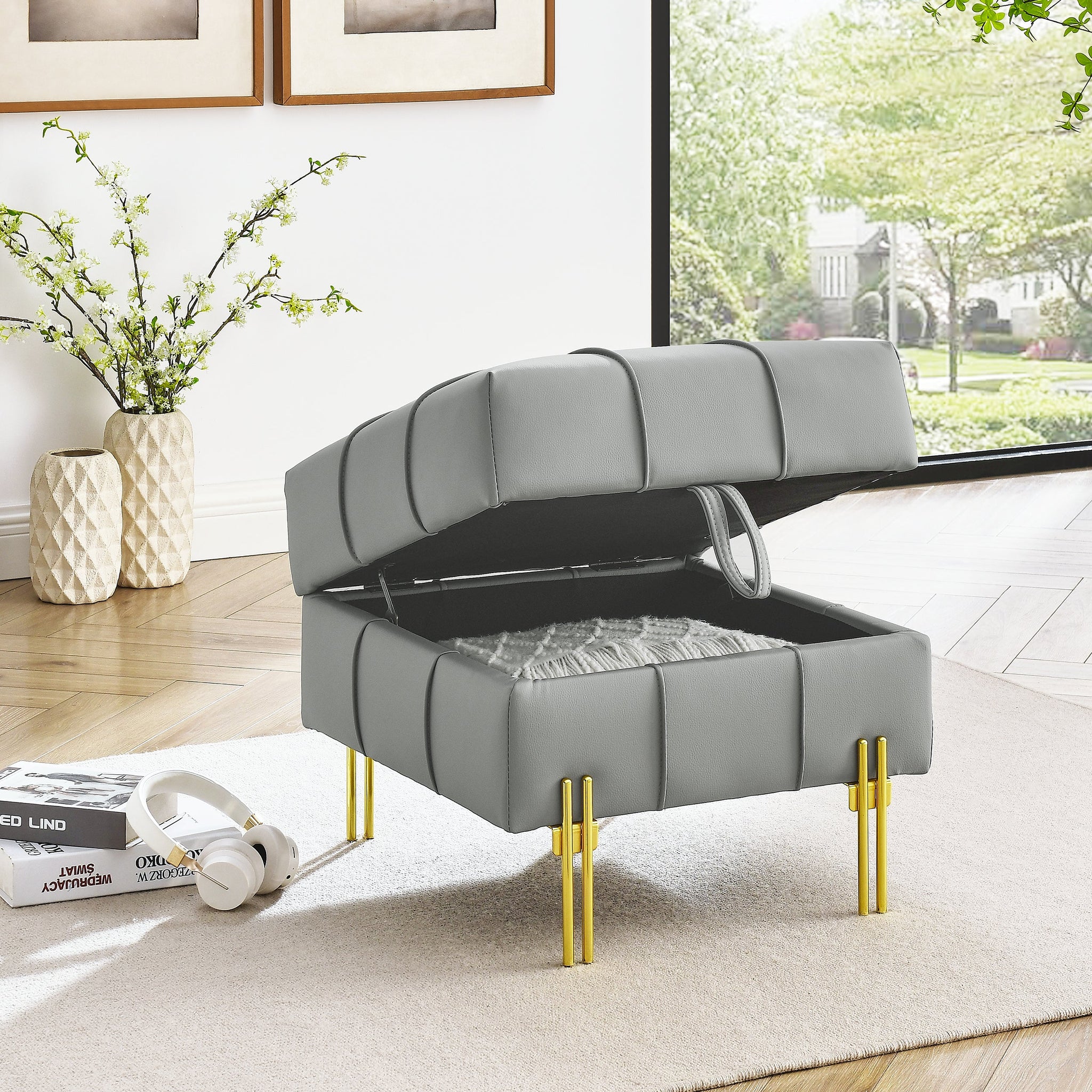 22 Inches Anti-Scratch Leather Storage Ottoman by HouseOfZazla