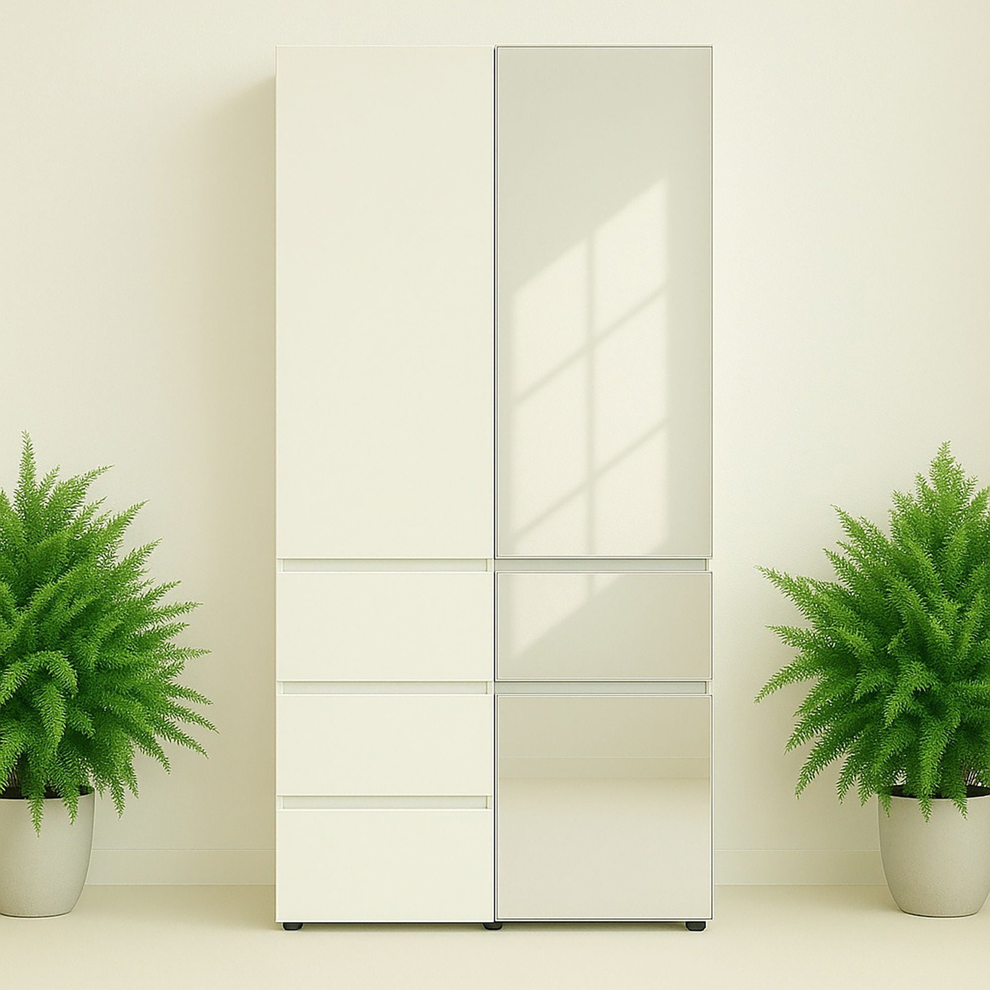 Elise - Slim Modular Closet Cabinet With Mirror - White by HouseOfZazla