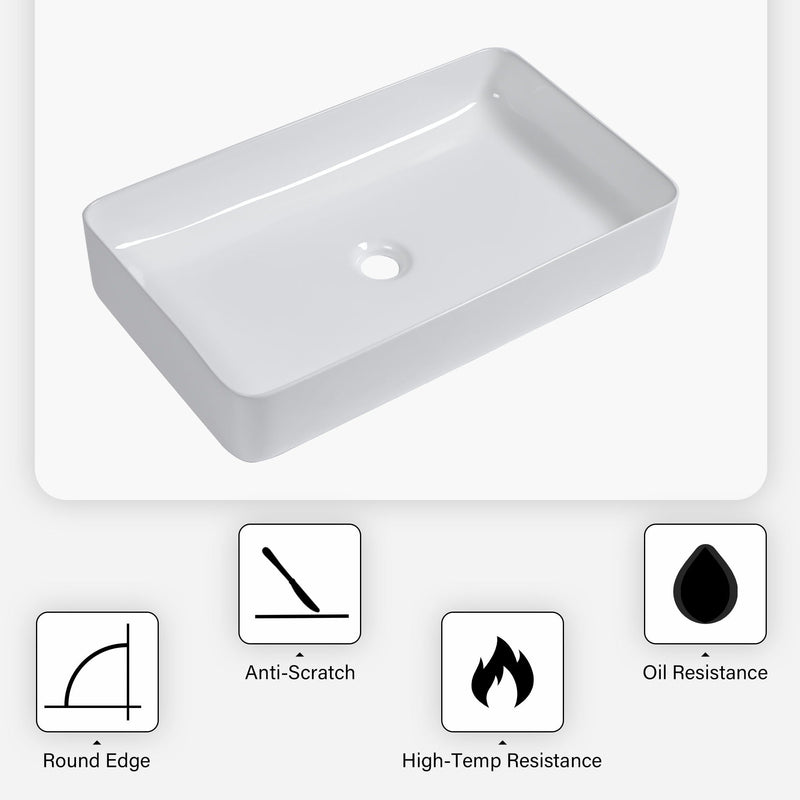 Modern Ceramic Rectangular Bathroom Vessel Sink With European Design by HouseOfZazla