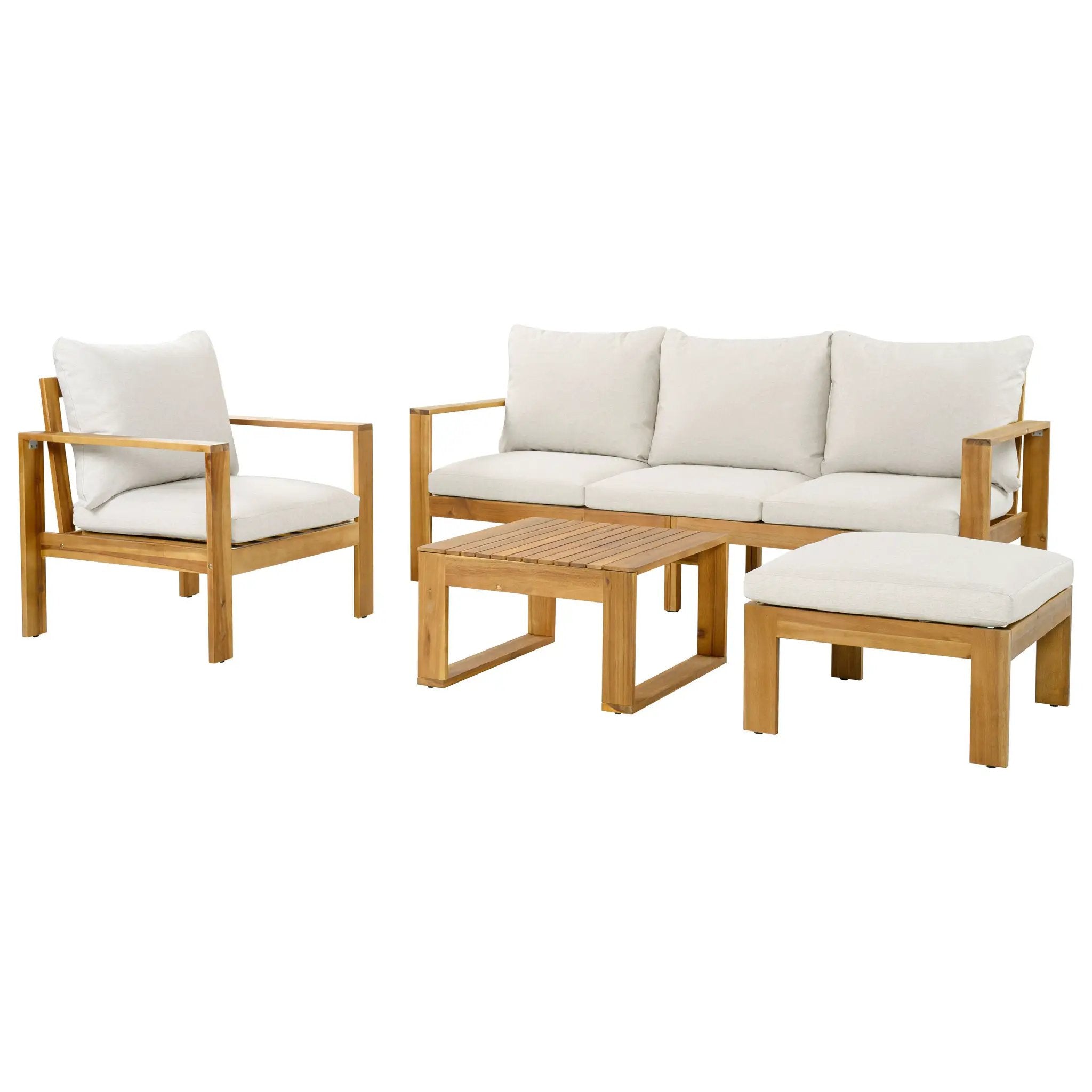 Outdoor 4pcs Acacia Sectional Patio Sofa Set by HouseOfZazla