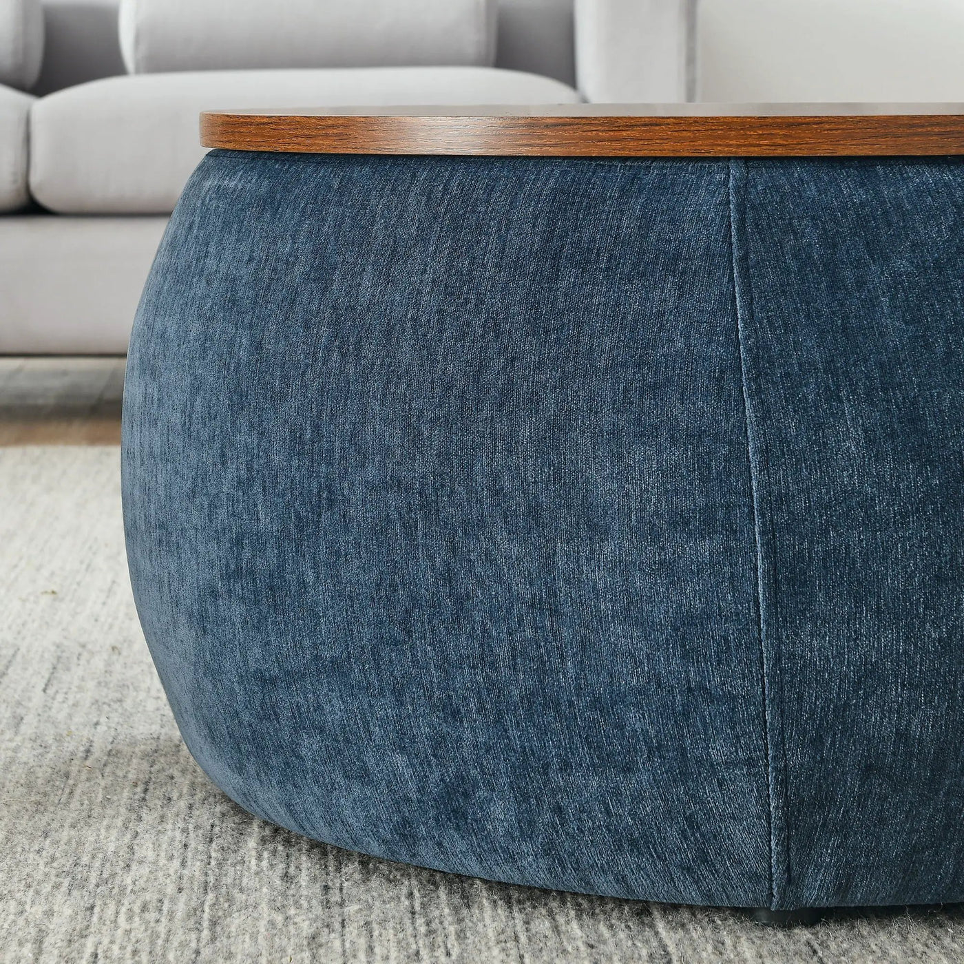 Round Storage Ottoman, 2 In 1 Function, End Table And Ottoman by Unique Piece Furniture