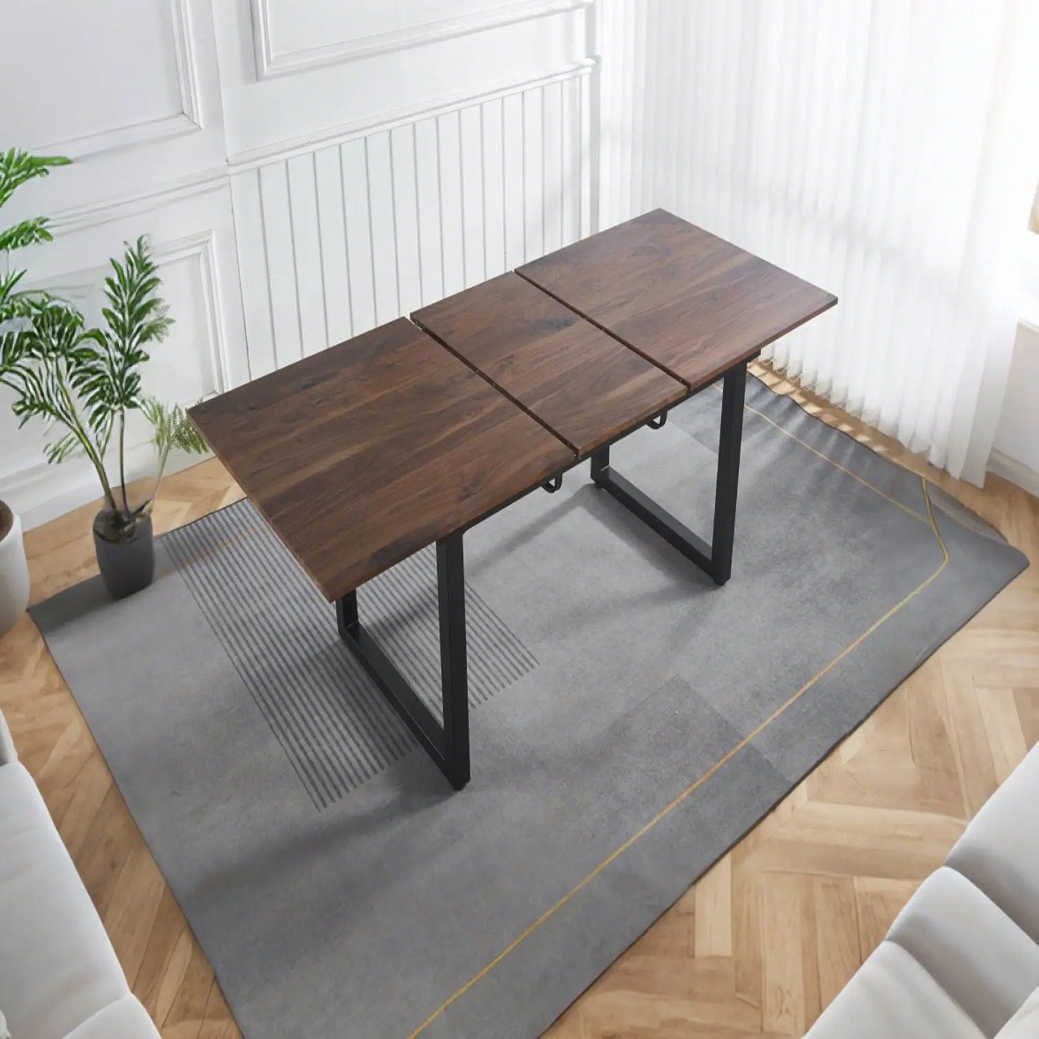Square Extendable Dining Table With Metal Legs by HouseOfZazla
