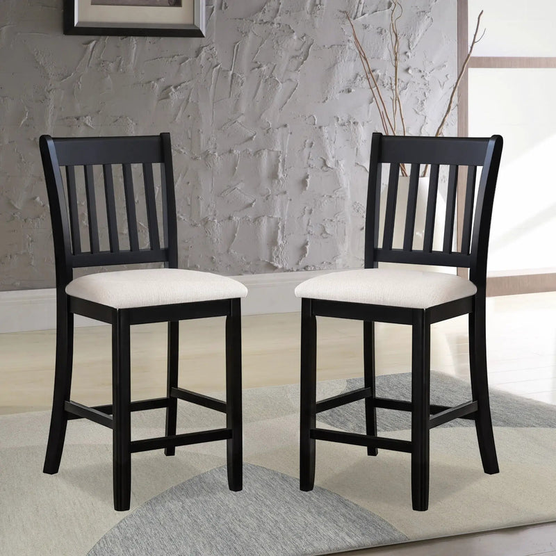 Transitional Rubberwood Dining Room Chairs (Set of 2) With Slatted Back - Black by Unique Piece Furniture