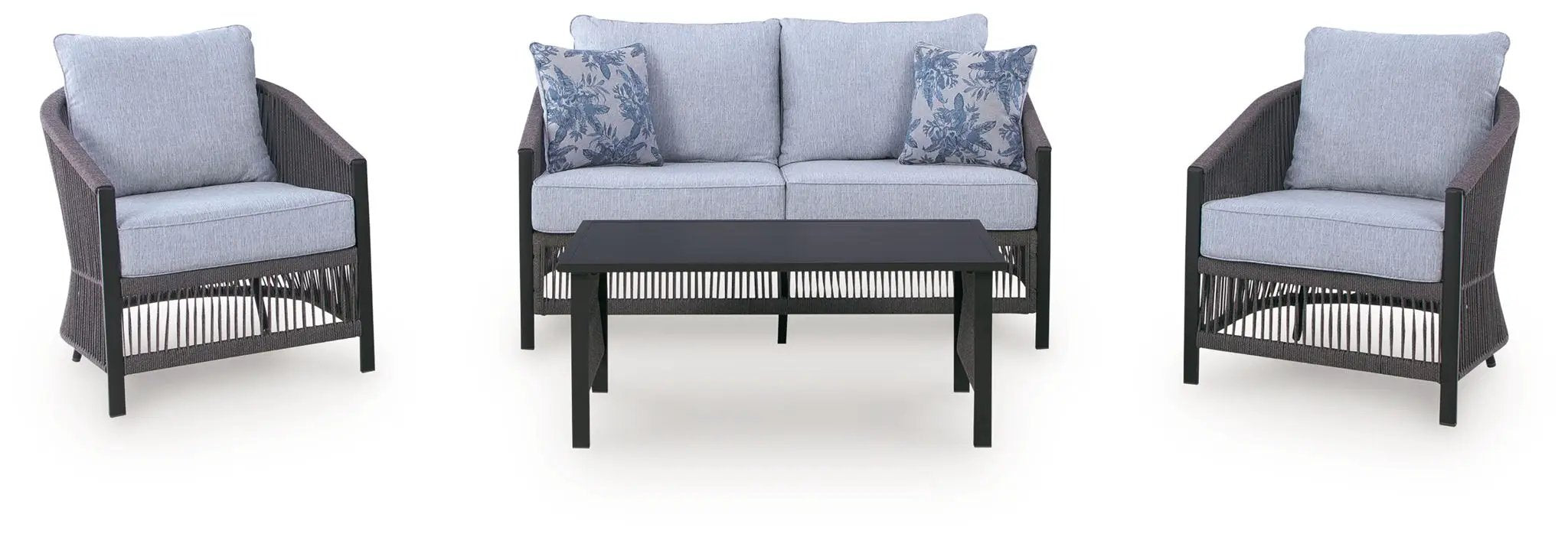 Bridges Beach - Loveseat, Lounge Chairs, Table Set (Set of 4) - Gray by Unique Piece Furniture