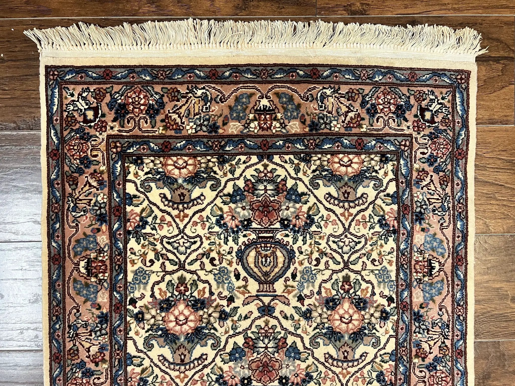 Sino Persian Runner Rug 2.8 x 14, Hand Knotted Vintage Oriental Hallway Rug, 14ft Runner, Cream, Floral, Wool by Jewel Rugs