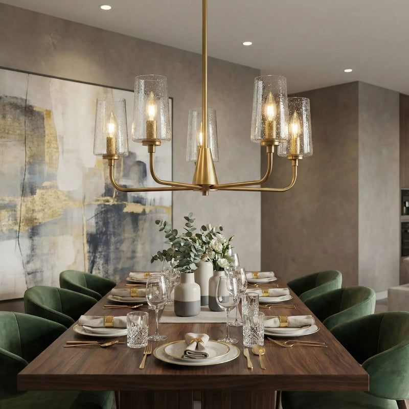 Dazzle - 5 Lights Chandelier With Clear Seeded Satin - Antique Brass / Clear / Gold by Unique Piece Furniture