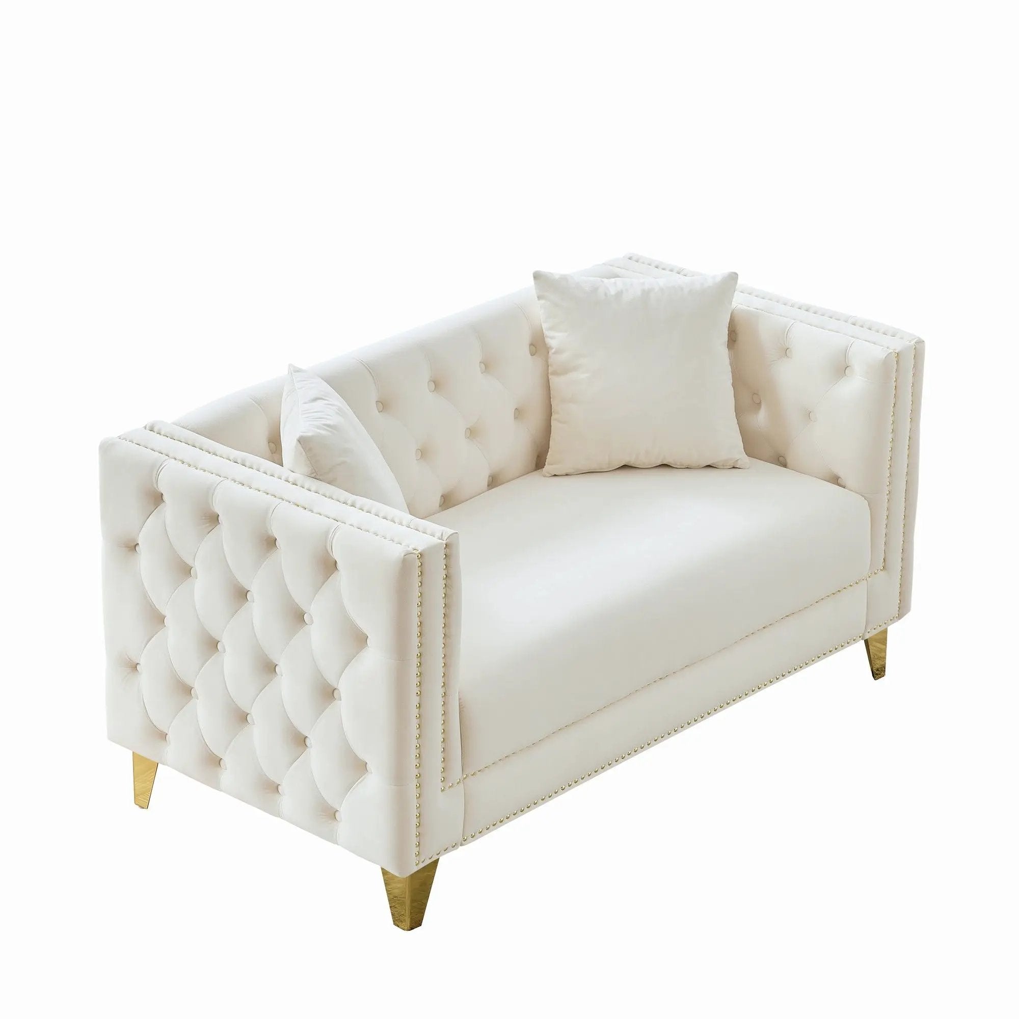 2 Seater Deep Seat Sofa With Button Nailhead, Square Arm by Unique Piece Furniture
