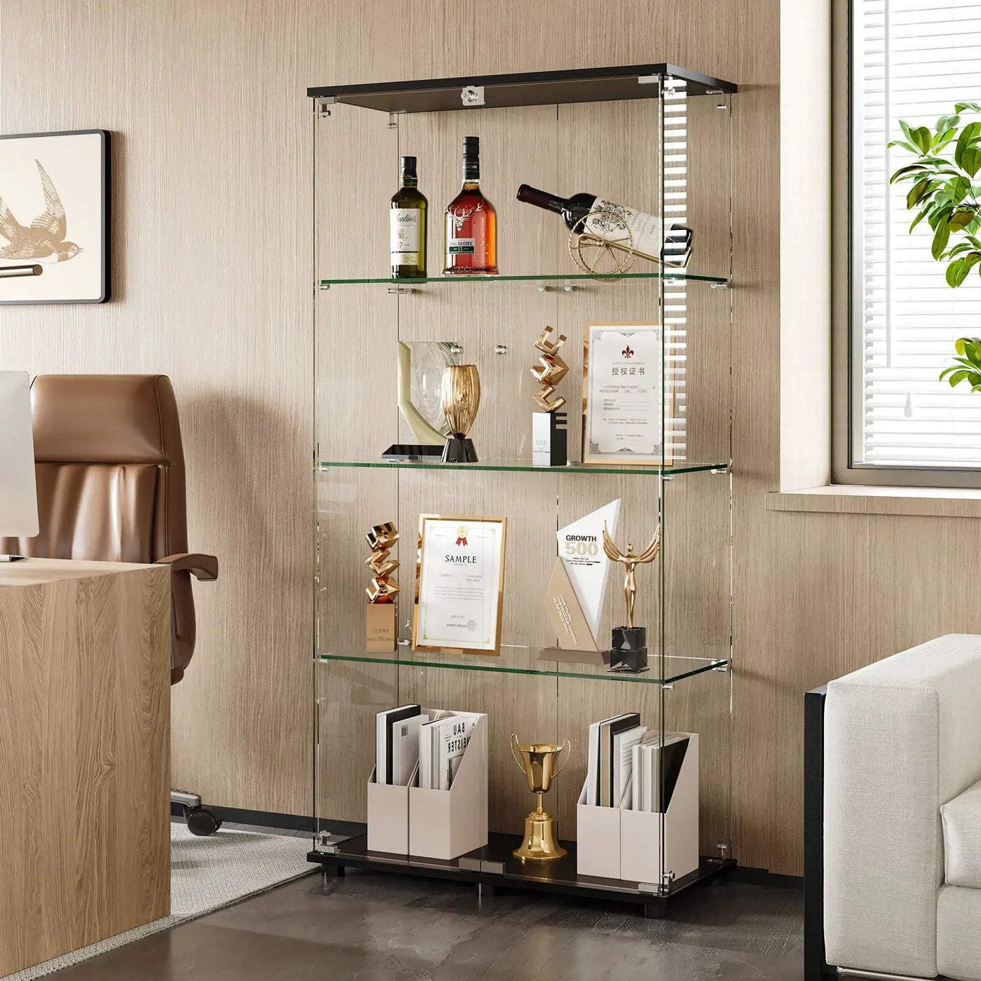 Display Cabinet With Shelf Double Doors And Lock by Unique Piece Furniture