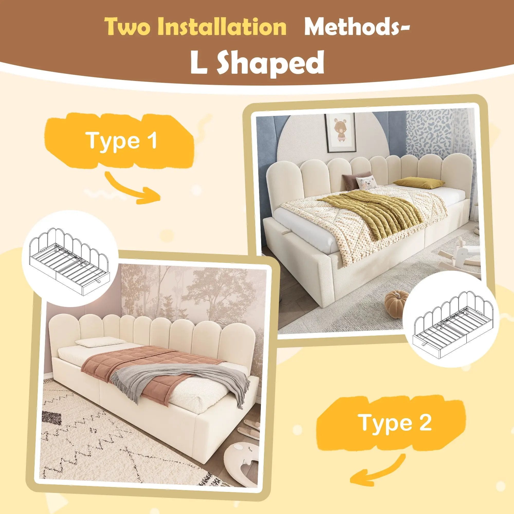 Upholstered Daybed With Metal Slatted Base by HouseOfZazla