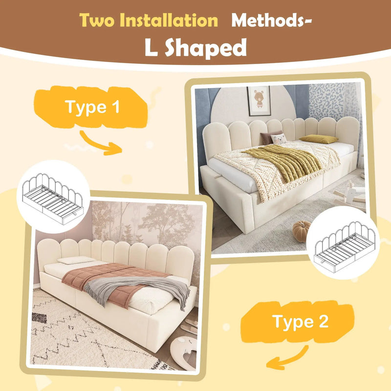 Upholstered Daybed With Metal Slatted Base by HouseOfZazla