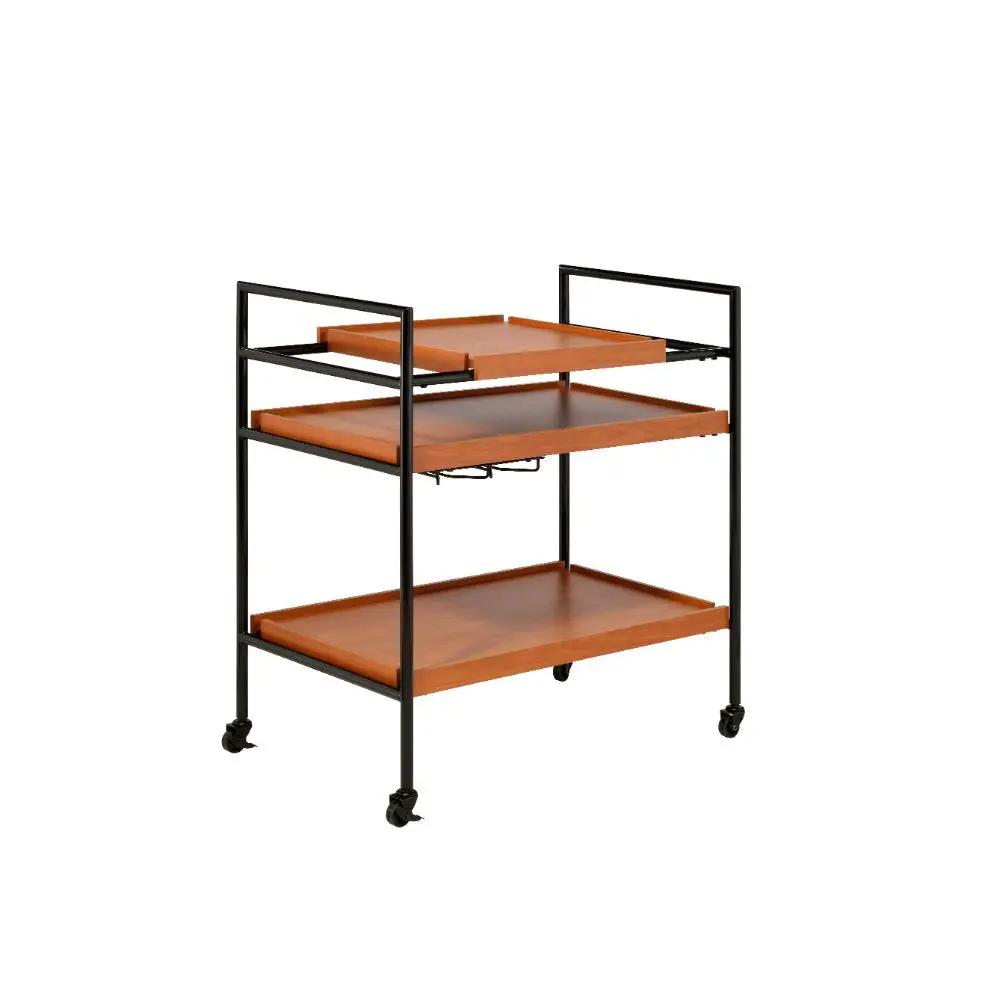 Oaken - Serving Cart - Honey Oak & Black by Unique Piece Furniture