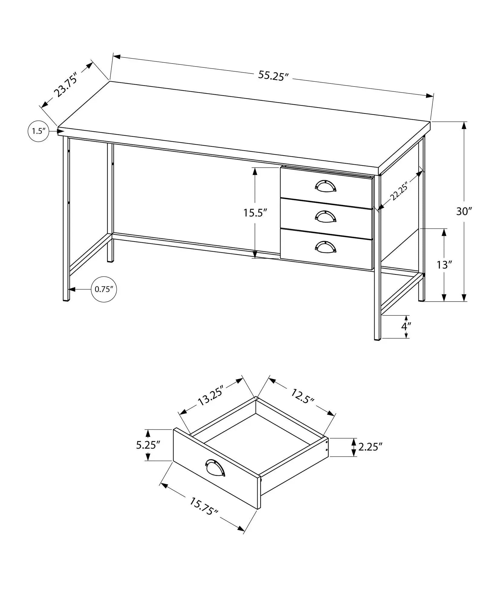 Computer Desk For Home Office, Laptop, 3 Storage Drawers, Contemporary & Moder by Unique Piece Furniture
