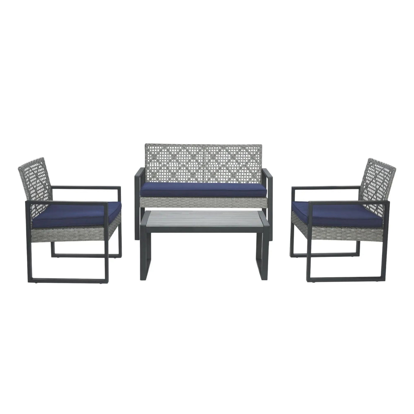 4 Piece Patio Furniture Set With Acacia Wood Table Top And Cushions by Unique Piece Furniture