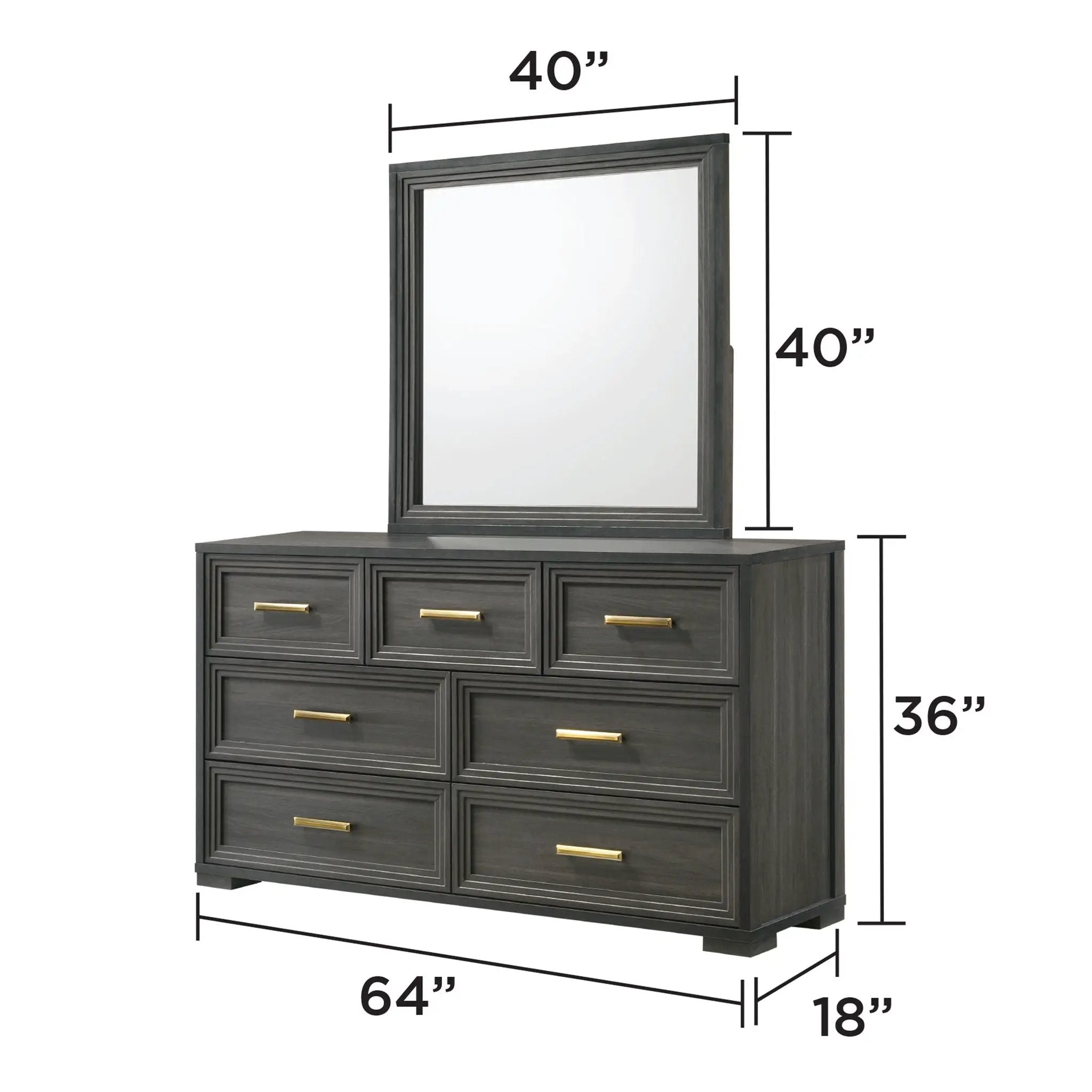 Colorado - Square Mirror (Dresser Not Included) - Charcoal by HouseOfZazla