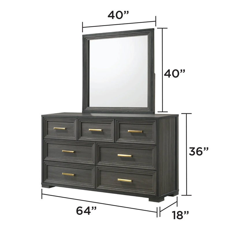 Colorado - Square Mirror (Dresser Not Included) - Charcoal by HouseOfZazla