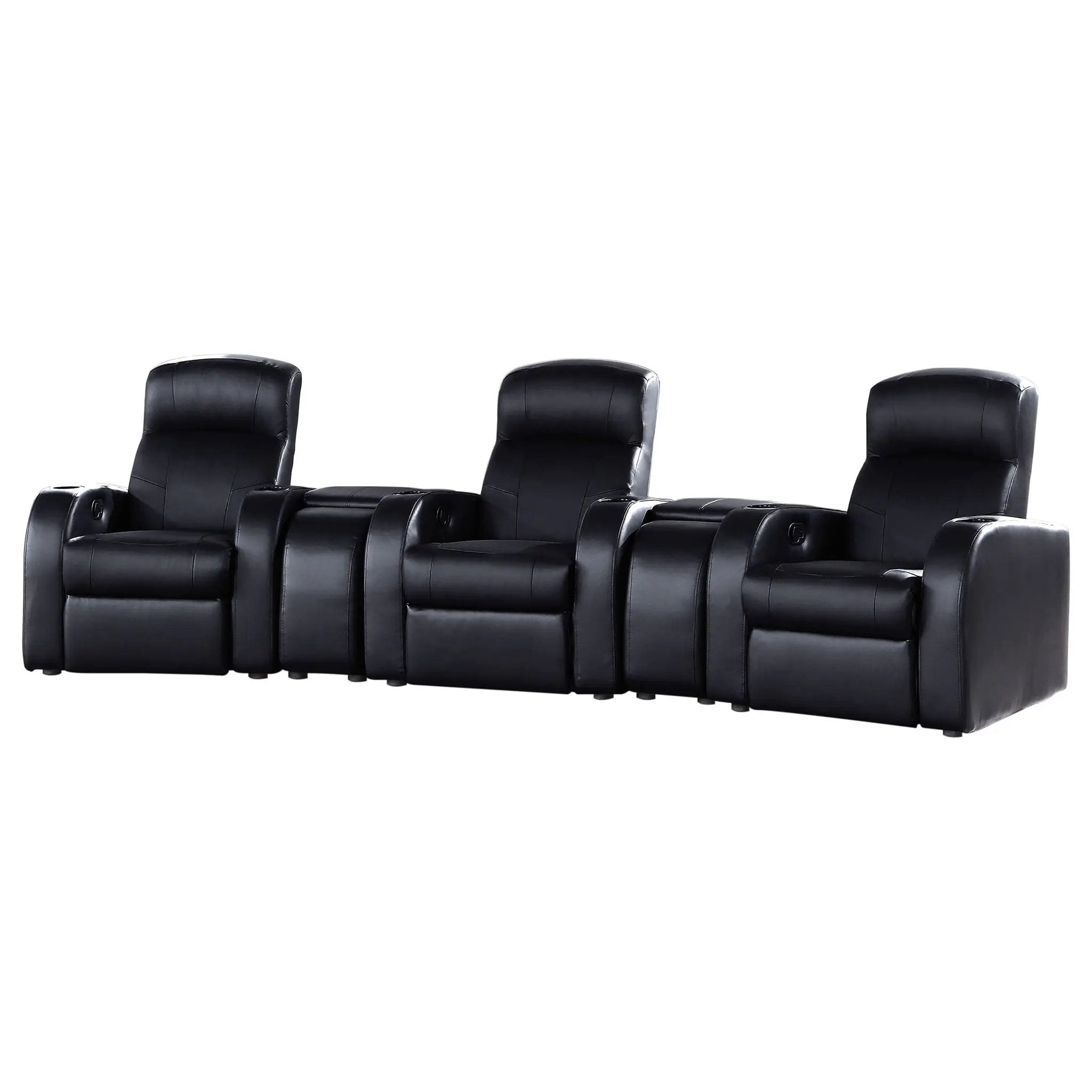 Greenfield - 3 Seater Home Theater With 2 Wedge Consoles - Black by HouseOfZazla