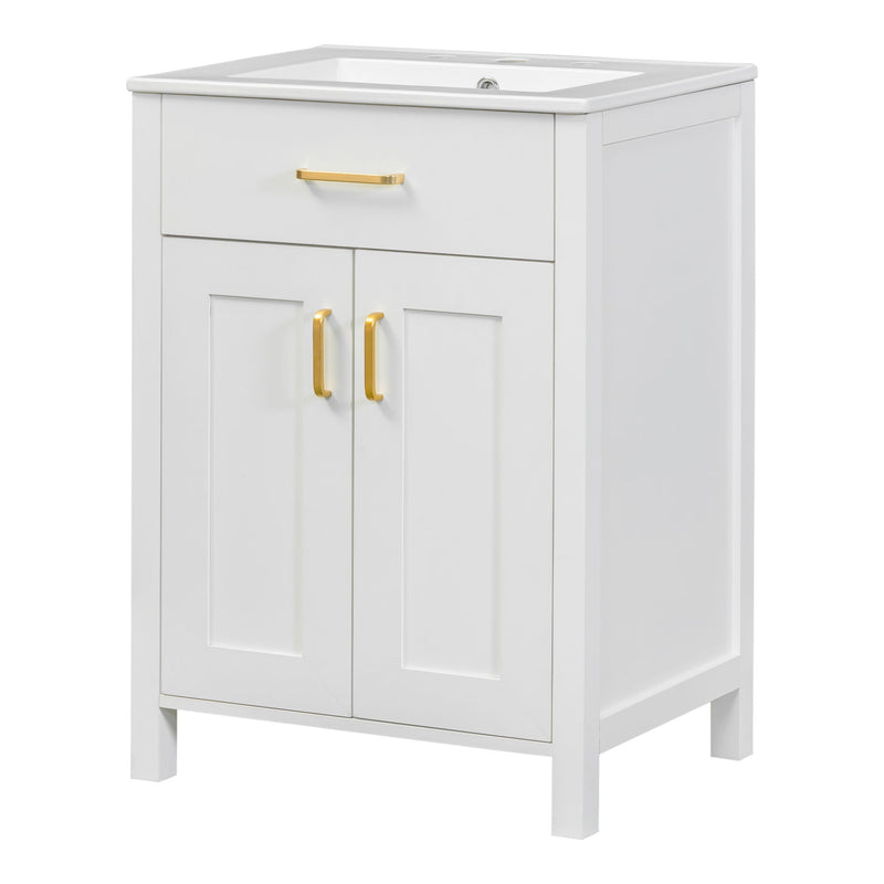 Bathroom Vanity Combo With Ceramic Sink, Luxurious Space-Saving Vanity, 2 Soft Close Doors by HouseOfZazla