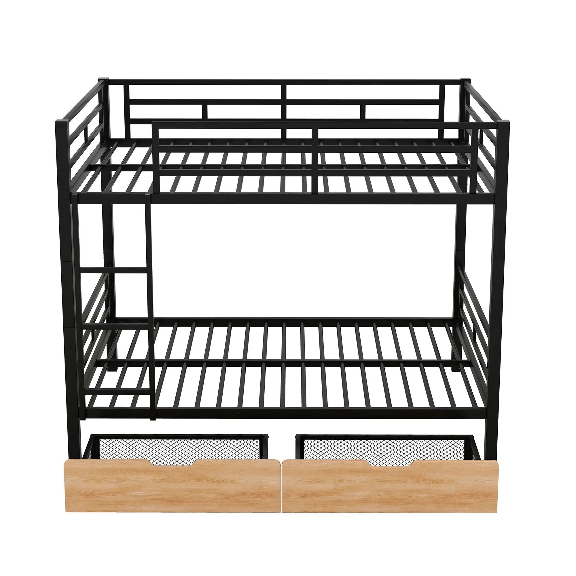 Full Size Convertible Bunk Bed With 2 Drawers Durable - Black by Unique Piece Furniture