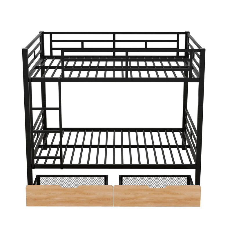 Full Size Convertible Bunk Bed With 2 Drawers Durable - Black by Unique Piece Furniture