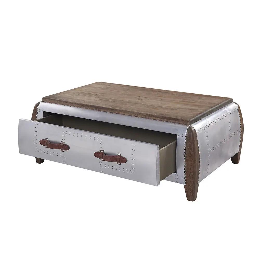 Brancaster - Coffee Table - Antique Oak & Aluminum by Unique Piece Furniture