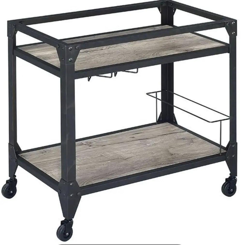 Jorgensen - Serving Cart - Rustic Oak / Charcoal by Unique Piece Furniture