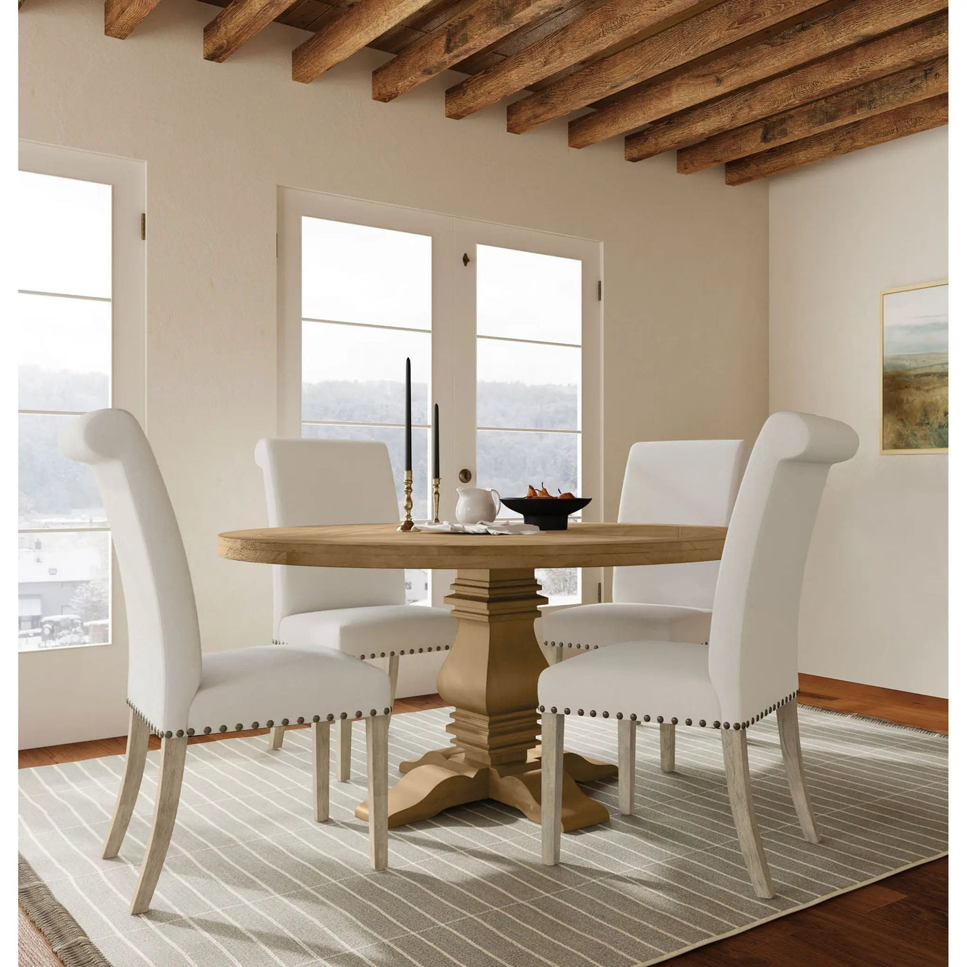 Round Dining Table Set With Upholstered Chairs by HouseOfZazla