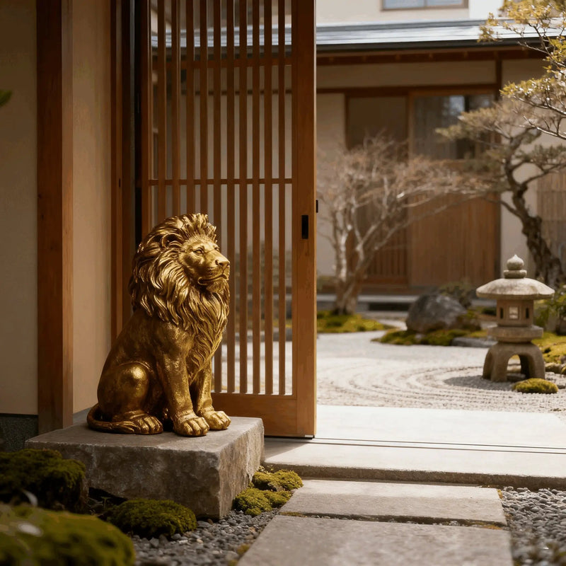 24" Lion Statue, Resin Outdoor Guardian Sculpture by HouseOfZazla