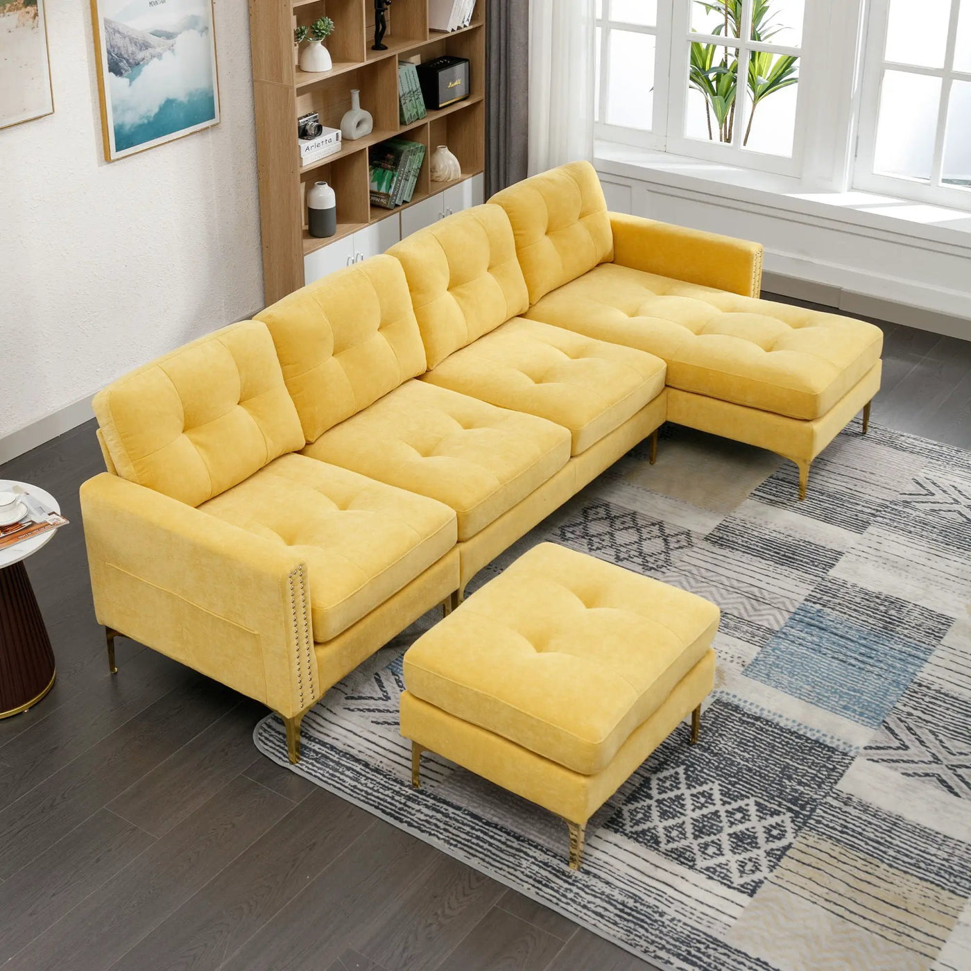 Modern L - Shape Convertible Sectional Sofa With Movable Ottoman by HouseOfZazla