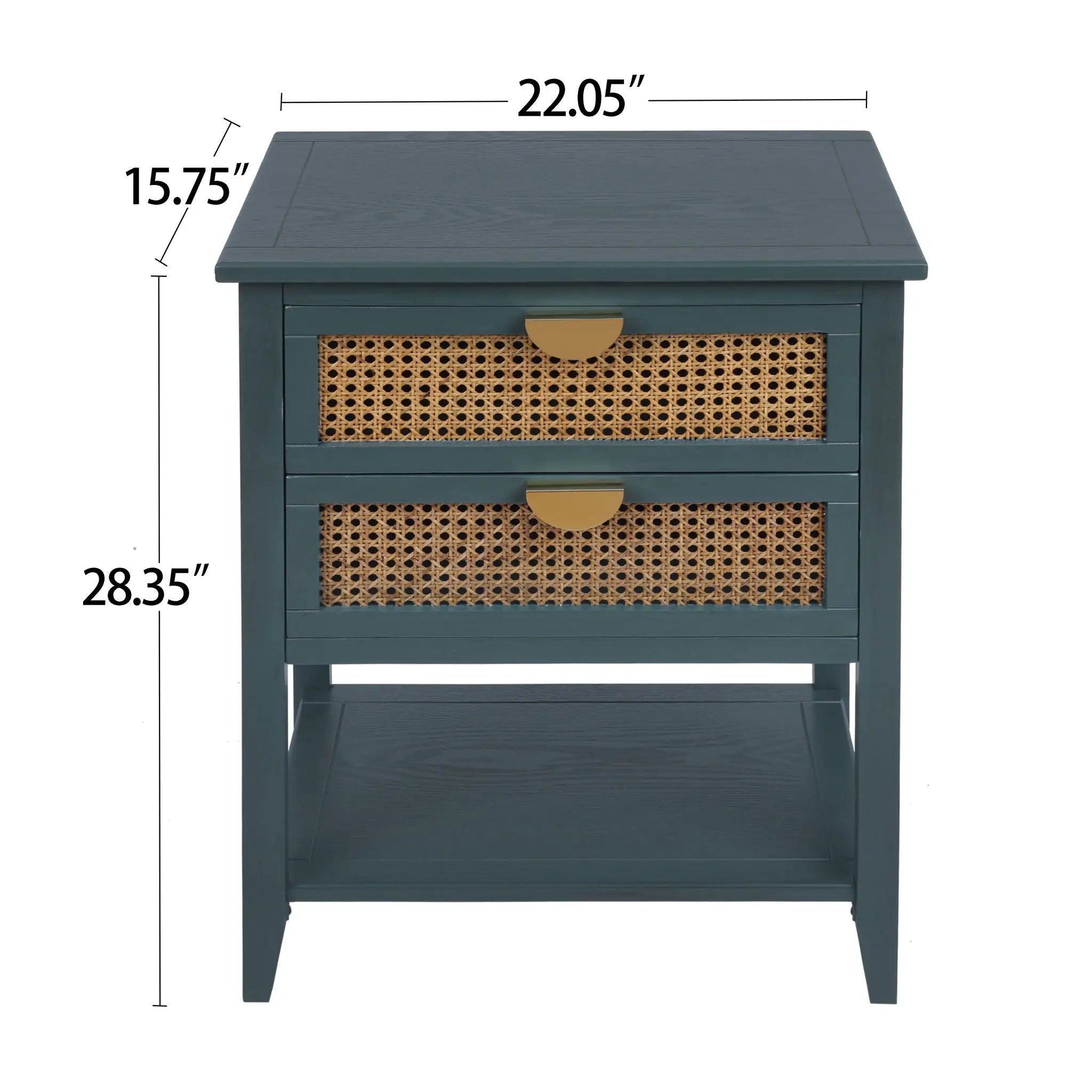 2 Drawer Side Table, Natural Rattan by HouseOfZazla