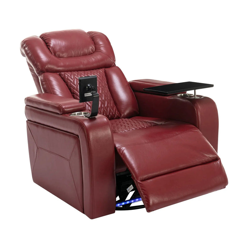 270 Degree Swivel Power Recliner With Tray Table, Phone Holder, Cup Holder, USB Port by HouseOfZazla
