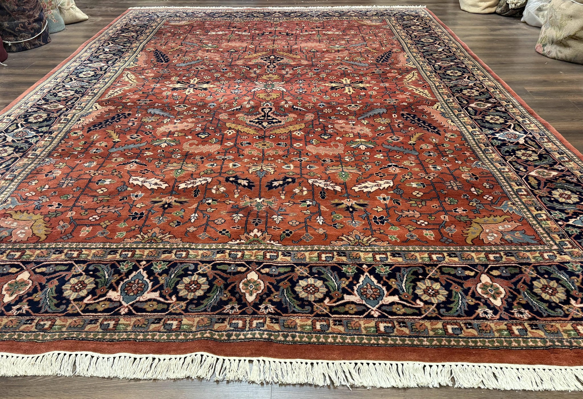 Indo Persian Heriz Rug 10x15, Allover Pattern, Large Wool Handmade Rug by Jewel Rugs