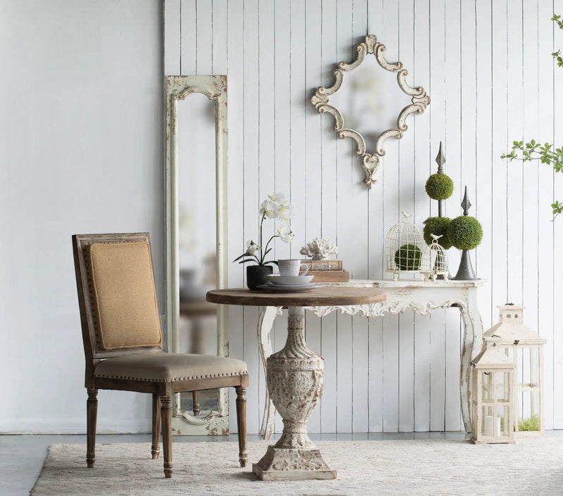Artistic Diamond Scrollwork Mirror, Home Accent Mirror For Living Room, Entryway, Bedroom, Office - Antique White by Unique Piece Furniture