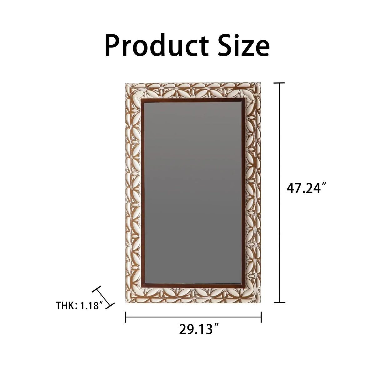 29.13"×47.24" Rectangular Carved Leaf Wall Mirror by HouseOfZazla