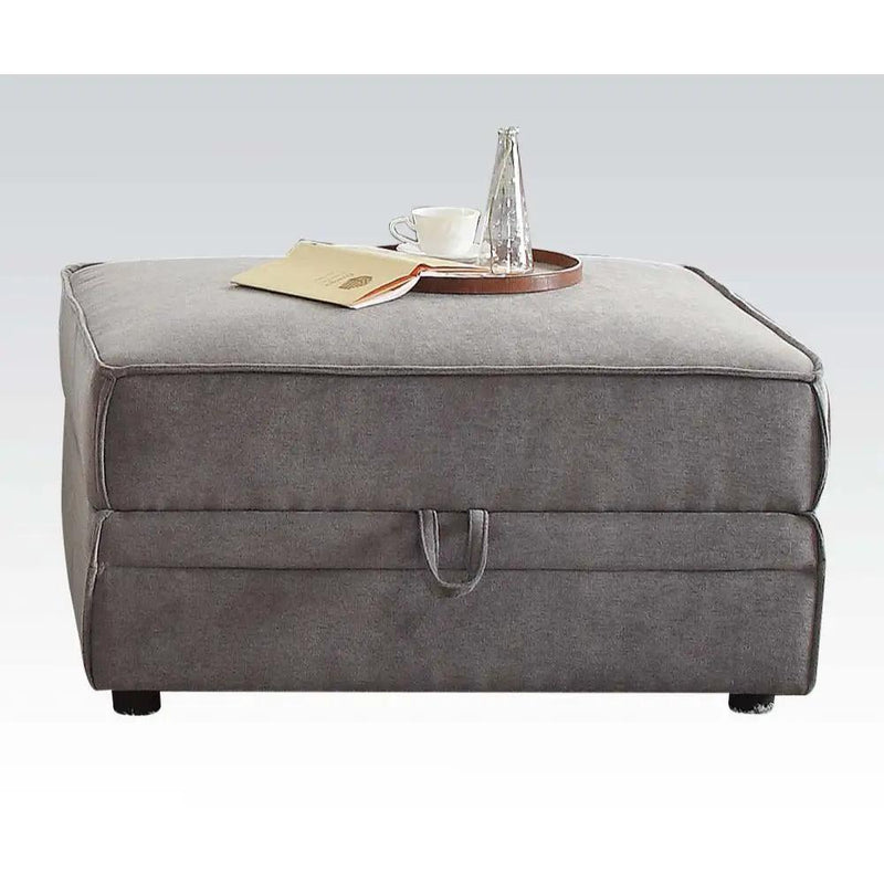 Bois - Ottoman With Storage - Gray Velvet by Unique Piece Furniture