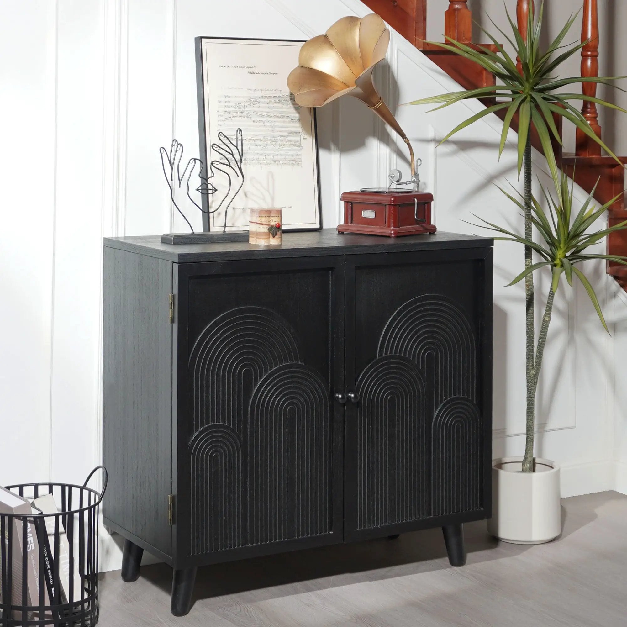 2 Door Accent Cabinet Storage Cabinet With Adjustable Shelf - Black by Unique Piece Furniture