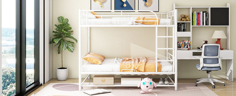 Metal Bunk Bed With Shelf And Guardrails by HouseOfZazla
