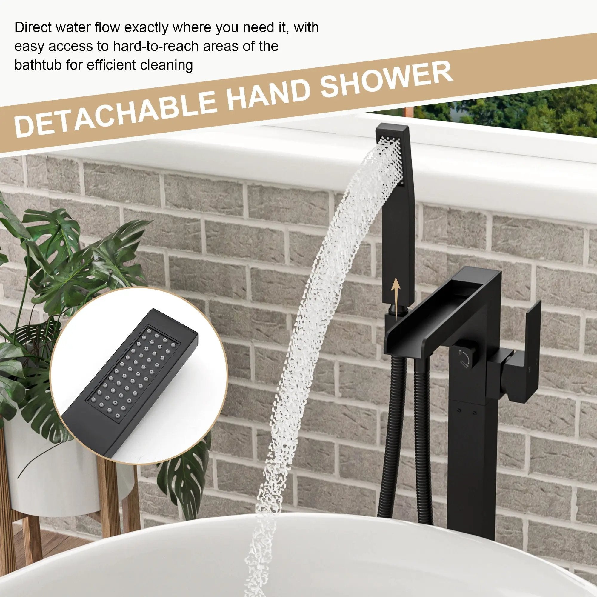 Freestanding Bathtub Faucet With Waterfall Tub Filler And Hand Shower by HouseOfZazla