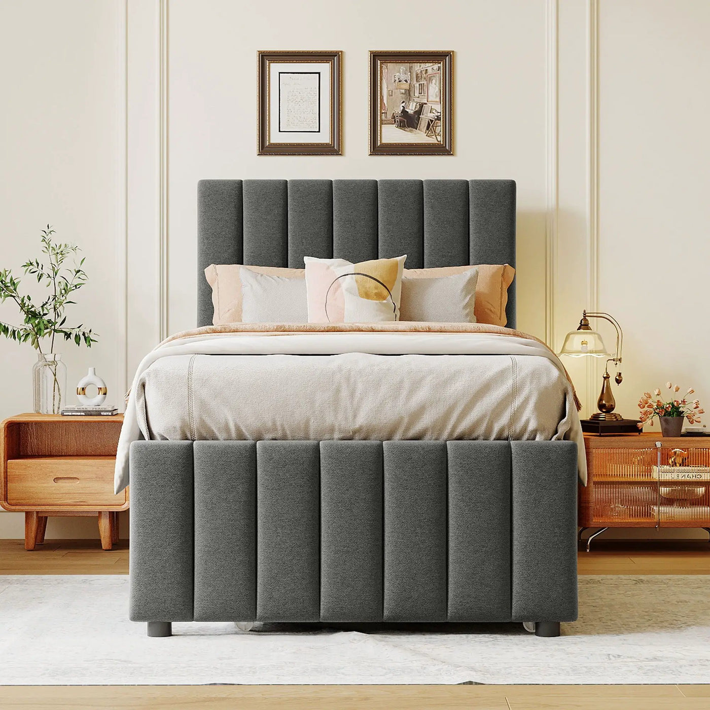 Upholstered Design Platform Bed With Trundle by Unique Piece Furniture
