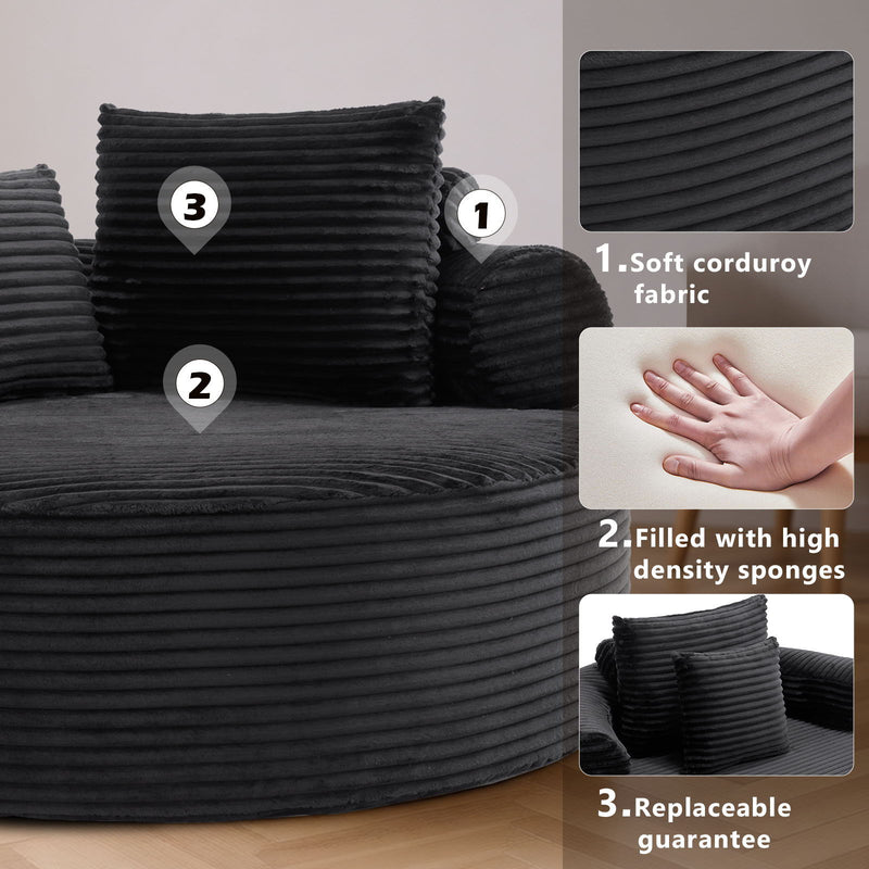 Round Sofa Bed With 3 Pillows For Living Room