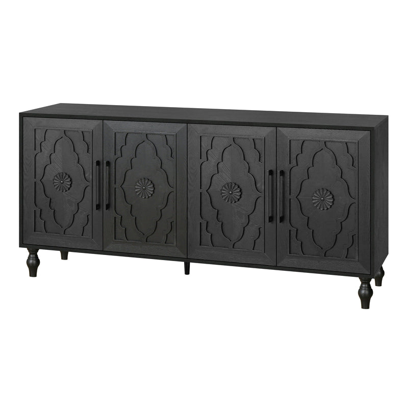 Carved Flower Door Large Storage Cabinet with Metal Handle by HouseOfZazla
